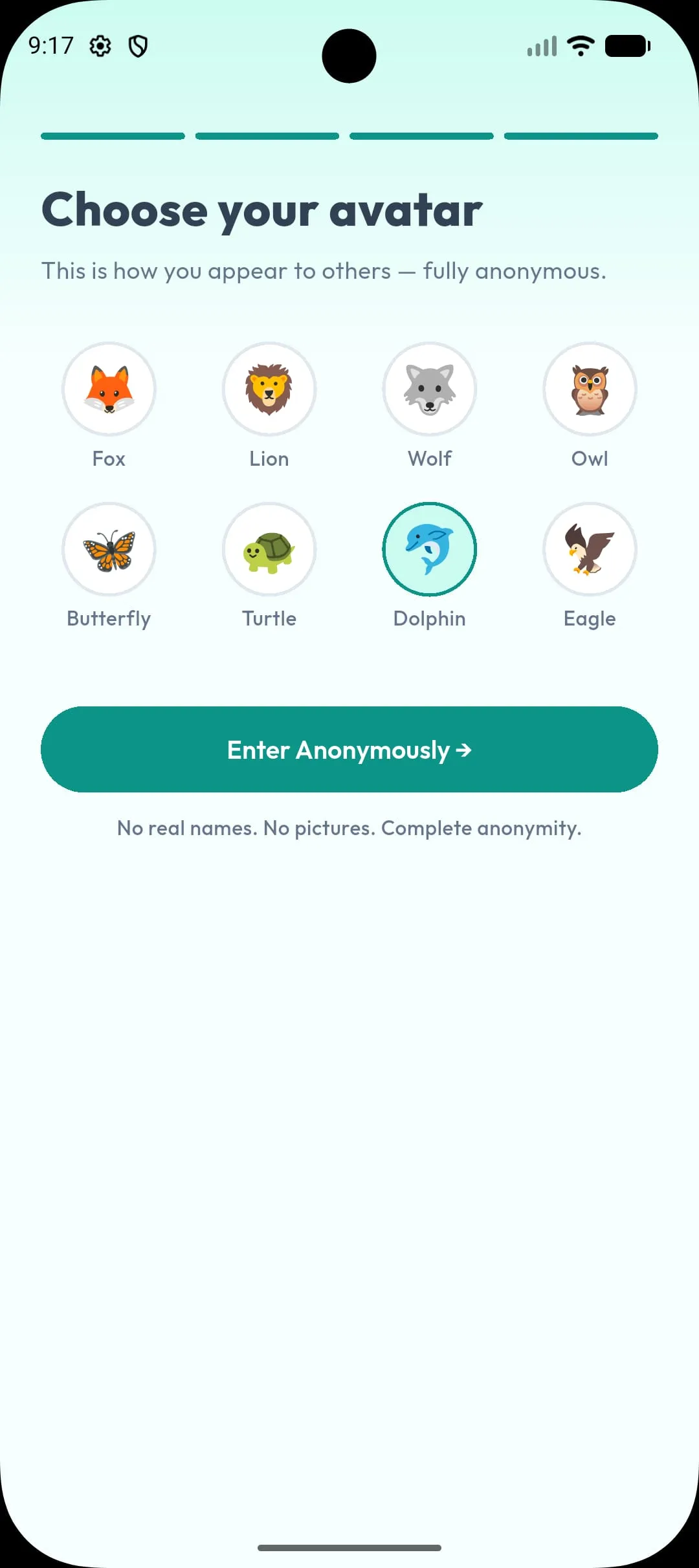 Choosing an anonymous avatar